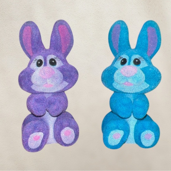Holiday | 2 Vintage Bunny Rabbit Figures Flocked Blue Purple Figurine ...